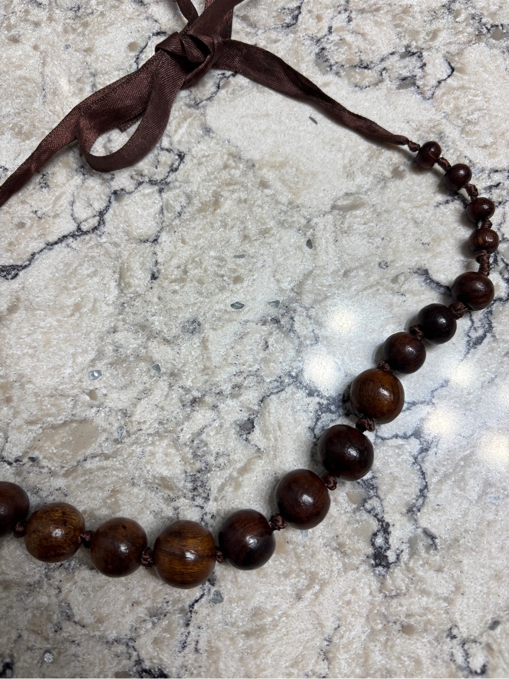 Elegant Brown Wooden Beaded Necklace - Picture 7 of 9